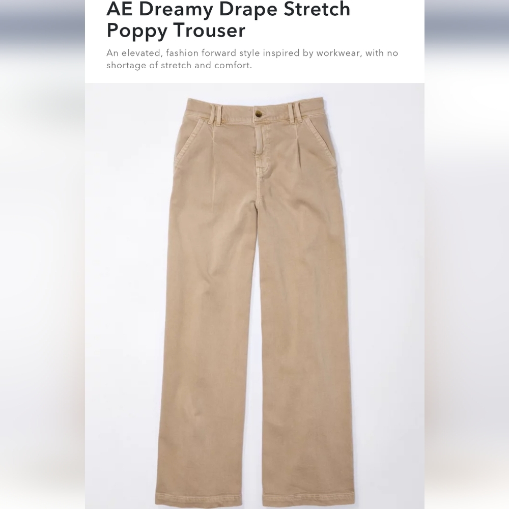 AE Dreamy Drape Stretch Poppy Trouser Size 18 Regular Khaki - Picture 2 of 5
